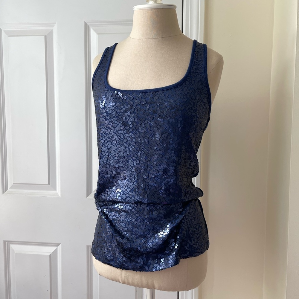 Navy Sequin Tank Top